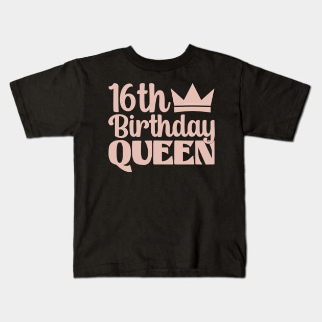 16th birthday queen Kids T-Shirt by colorsplash